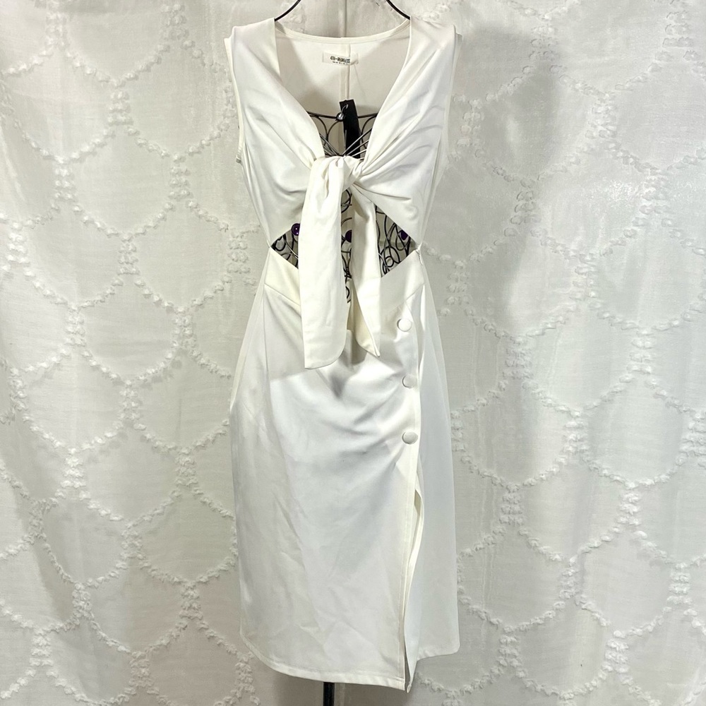 NWT 4th + reckless white cut out midi dress size 6